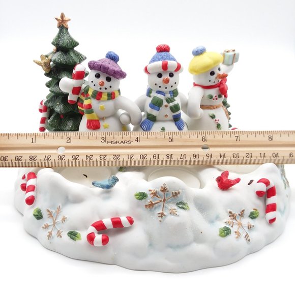 Partylite Snowbell Tealight Candle Holder P7650 Ceramic Snowmen Pillar w/ Box - Picture 7 of 10